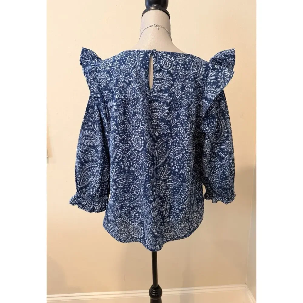 Madewell Boho/Peasant Paisley Flutter Sleeve Blouse – Women’s L